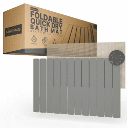 Minismus Aufrollbare Steinmatte 60 × 40 cm aus Diatomit – Schnelltrocknender Duschvorleger fürs Badezimmer – Kieselgur Stein, Dunkelgrau Angebot bei HelloDeals