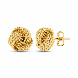 LeCalla 925 Sterling Silber Love-Knoten Ohrring Ohrstecker Schmuck italienisches Design leicht verdreht Love-Knoten Ohrstecker für Frauen Yellow Knot-8MM Angebot bei HelloDeals