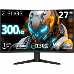 Z-Edge 27 Zoll Curved Gaming Monitor 300Hz (DP) 240Hz (HDMI) 1ms MPRT Full HD LED Monitor, 300cd/m² Helligkeit, 16:9 VA Panel, FreeSync, HDR10, HDMI 2.0 & DisplayPort 1.4, VESA Kompatibel 27'' Angebot bei HelloDeals
