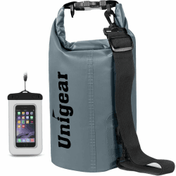 Unigear Dry Bag, 2L/5L/10L/20L/30L/40L, wasserdichter Beutel Rucksack, wasserdichte Taschen Seesack Packsack mit Handytasche und Gurte für Boot, Kajak, Angeln, Rafting, Schwimmen, Camping und Strand 20L Grau Angebot bei HelloDeals