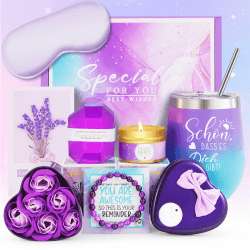 MUJUZE Geschenke für Frauen,Geschenk Frauen Geburtstag-“Schön Dass es Dich Gibt!”-Entspannung Geschenkset Damen,Gifts for Women,Schön Geschenkbox für Beste Freundin Schwester Kollegin Geschenk(Purple) Angebot bei HelloDeals