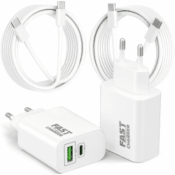 40W 2Port Schnellladegerät mit USB C Ladekabel für Samsung Galaxy S26 Ultra Plus S25 S24 S23 S22 5G A56 A55 A54, Z Flip 4/5, Tab S10 S9, Handy Ladegerät Netzteil Stecker 2M Schnellladekabel, 2Pack 4in1 Pack Angebot bei HelloDeals