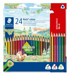 STAEDTLER Noris Colour Buntstift (erhöhte Bruchfestigkeit, Dreikantform, attraktives Design, ergonomische Soft-Oberfläche, WOPEX-Material, Bonus-Set mit 24 brillanten Stiften im Kartonetui), 187 C18P1 Premium 24 stück (1er Pack) Angebot bei HelloDeals