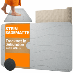 Minismus Badematte Stein 60x40cm - Diatomite Stone Bath Mat - Steinmatte Badezimmer - Stein Kieselgur - Duschvorleger Schnelltrocknend - Duschmatte Angebot bei HelloDeals