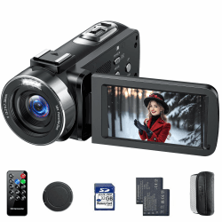 Videokamera Camcorder 4K 42MP Vlogging Kamera für YouTube mit 18x Digitalzoom & 3 Zoll 270° Drehbarem Display, Webcam Kamera mit LED-Fülllicht, 2 Akkus, 32GB SD-Karte und Fernbedienung AC13BA-4K 42MP Angebot bei HelloDeals