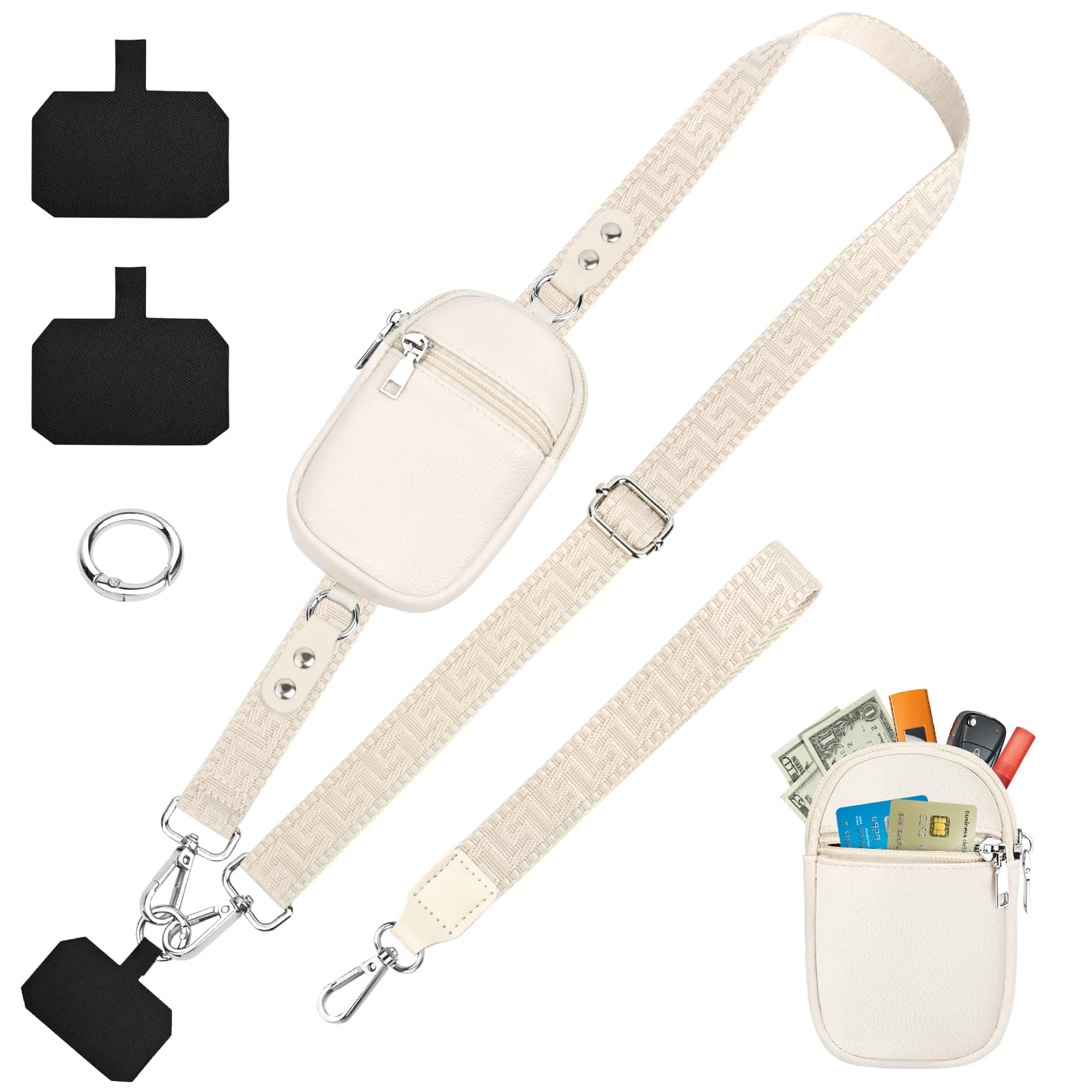 Handyband zum Umhangen, Handykette Universal mit Tasche Verstellbarer Handyschnur zum Umhangen Handy Kette Handgelenk mit 2 Karabiner fur alle Smartphone-Modelle Beige Angebot bei HelloDeals