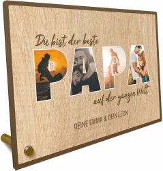 Elbeffekt Papa Geschenk Holzbild - Fotogeschenk - personalisierbar zum Hinstellen/Aufhängen, Vatertag, Für Dad, Geschenkidee Papa, Vater Geschenk, Vatertagsgeschenk - personalisierte Geschenke Angebot bei HelloDeals