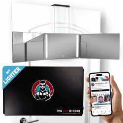 360 Grad-LED-Spiegel - Reisevariante mit verstellbaren Teleskophaken, perfekter Selbsthaarschnitt-Spiegel für Männer - 3-fach Spiegl zum Haareschneiden - Spiegl zum Schneiden Ihrer Haare | mit Led | Angebot bei HelloDeals