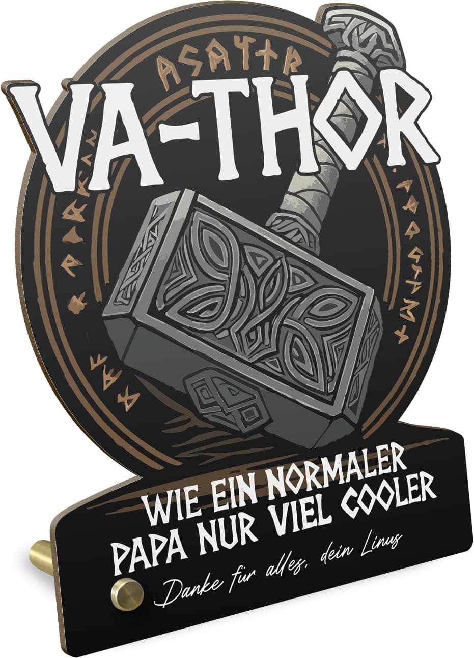Papa Geschenk Vathor Holzbild - Vatertagsgeschenk für Papa von Baby, Vater Tochter Geschenkidee, Vatertagsgeschenk personalisiert, Vater Geschenke, Geschenkidee Dad, Erster Vatertag Geschenk, Thor Angebot bei HelloDeals