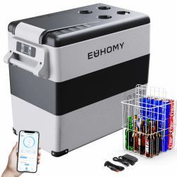 EUHOMY Kompressor Kühlbox 49.4L, Kühlbox Auto Kompressor mit 12/24V DC & 240V AC, tragbarer Kühlschrank Gefrierschrank Kühlschrank Kühler für Auto, RV, Camping, Reisen, Angeln, Outdoor oder Home Use. 55L Angebot bei HelloDeals