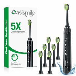 OasiSmile Y06 Schallzahnbürste 2026: 42.000 VPM für echte Tiefenreinigung, 5 Modi mit 6 Ersatzbürsten, 100 Tage Akku, IPX7 Wasserdicht Zahnbürste Elektrisch mit 2 Min Smart Timer für Zuhause & Reise Schwarz Angebot bei HelloDeals