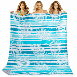 KUOGAS Strandtuch XXL 200x145 cm,Groß Schnelltrocknendes Mikrofaser Handtuch, Sandfrei Badetuch,Stranddecke Damen strandhandtuch (Himmelblaues Blatt) Angebot bei HelloDeals
