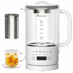 Glas Elektrisch Wasserkocher 0,6L 500W, 40-75°C Einstellbare Temperatur, 24-Stunden-Timer, Touch-Bedienung, BPA-frei, Klein & Kompakt für Wohnzimmer/Schlafzimmer/Wohnmobil, Ideal für Tee,Kaffee, etc. Weiß Angebot bei HelloDeals