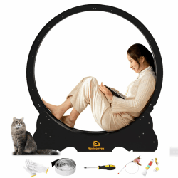 Katzenlaufrad XL Durchmesser 113cm Groß laufrad Katze Super Leise Katzen Laufrad mit abnehmbarem Teppich und Katzenangel zum Laufen/Gehen/Trainierenfür, geeignet die meisten Katzen Schwarz 113 cm Angebot bei HelloDeals