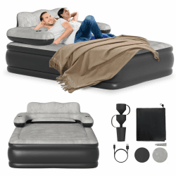 ACXIN Luftmatratze mit Kopfteil & Luftpumpe - 195 x 146 x 82.5 cm Aufblasbares Luftbett Selbstaufblasend Gästebett inkl. beflockte Oberfläche für Zuhause Camping Bett für 2 Personen bis 250kg 195 x 146 x 82.5cm Angebot bei HelloDeals