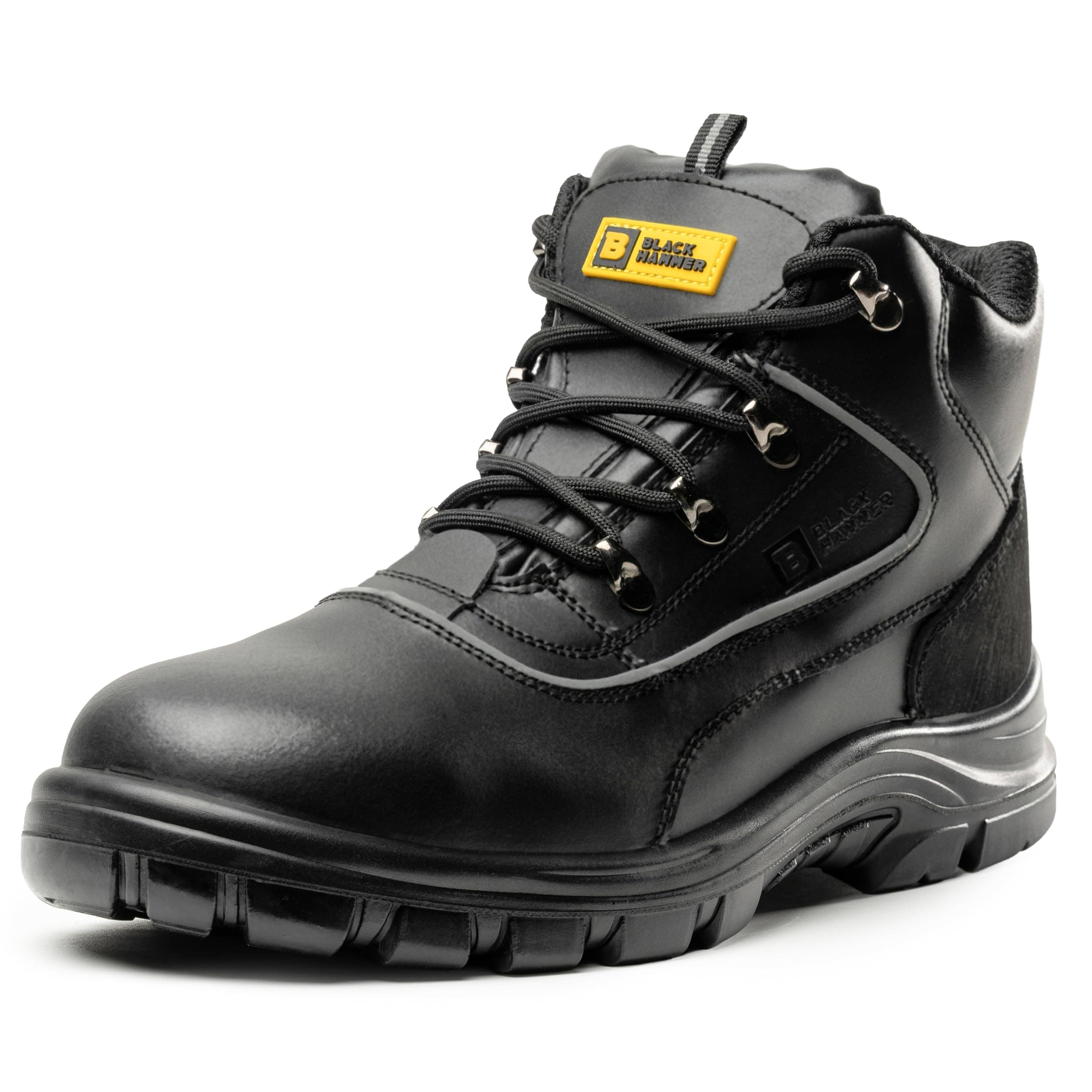 BLACK HAMMER Sicherheitsstiefel Herren S3 SRC Stahlkappe Arbeitsschuhe Knöchelhoch Leder Sicherheitsschuhe 43 EU Schwarz Angebot bei HelloDeals