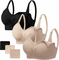 HBselect 3 Pcs Schwangerschafts Still BH Nahtloser Still-BH mit zusätzlichen BH-Verlängerungen Stillen und Schlaf Ohne Bügel für Damen XXL Schwarz Beige Hellrosa Angebot bei HelloDeals