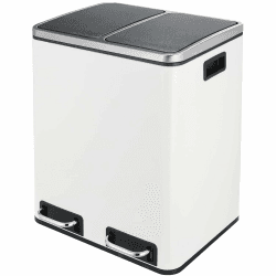 Clevich Mülleimer Küche 30L, Mülltrennsystem 2 Fächer, 2 x 15 Liter,Müllbeutel Büro, Abfalleimer, Treteimer, recycelbare Abfälle, Biomüll, Softclose-Deckel, Weiß Angebot bei HelloDeals