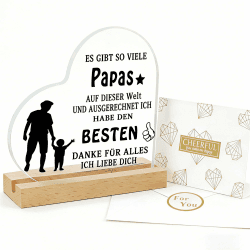 Bester Papa Geschenke Vatertagsgeschenk Für Papa von Tochter Sohn Geburtstagsgeschenk Geschenk Für Väter Herzförmiges Acryl Heimat Dekoration Angebot bei HelloDeals
