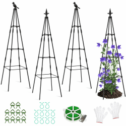 SUNYRISY Upgrade Rankhilfe Garten Obelisk 4er Set, Rankgitter für Kletterpflanzen wie Blumen, Tomaten, Rosen usw, Höhe 120cm Beschichtetes Metall Gartendekoration Upgrade Turmstil-120cm Angebot bei HelloDeals