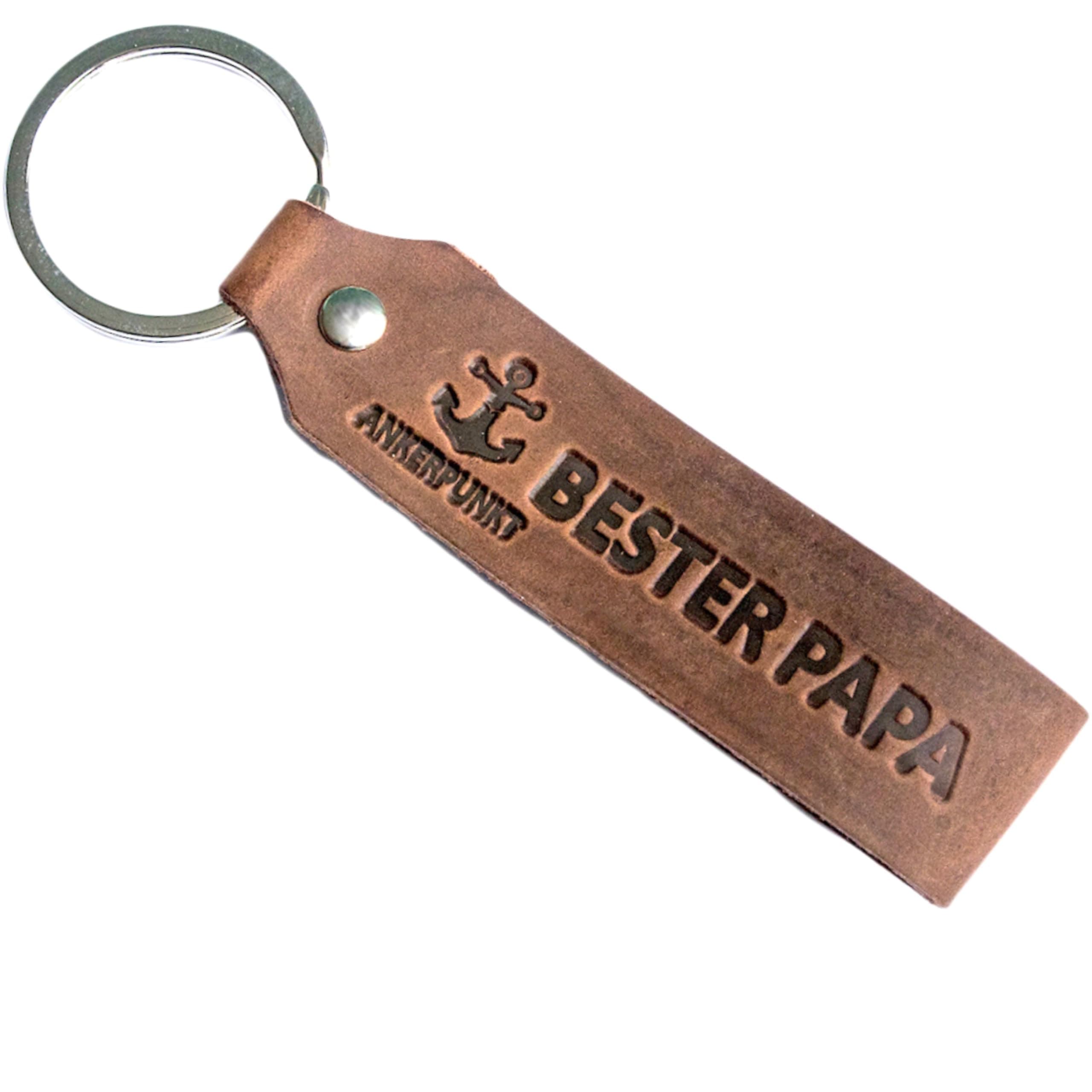 Vatertagsgeschenk für Papa Schlüsselanhänger Bester Papa Geschenk für Vatertag, Papi Geschenk zum Geburtstag Leder dunkelbraun - Handgefertigt in Deutschland Angebot bei HelloDeals