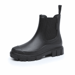DRECAGE Gummistiefel Damen Wasserdicht Stiefel Damen Halbhoch Ankle Chelsea Boots Stylisch Stiefeletten mit Rutschfest Sohle 39 EU Schwarz Angebot bei HelloDeals