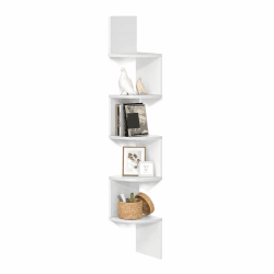VASAGLE Eckregal, Wandregal 5 Ebenen, Schweberegal für Bücher, Bücherregal, Pflanzenregal für Schlafzimmer, Wohnzimmer, Badezimmer, Homeoffice, wolkenweiß Wolkenweiß 1er Set (5 Ebenen ) Angebot bei HelloDeals