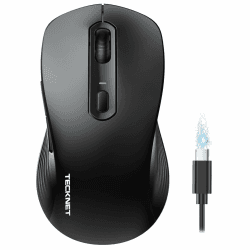 TECKNET Bluetooth Maus, PC Maus Kabellos, Wiederaufladbar Computer Maus 4800 DPI, (BT 5.0/3.0+2.4 GHz) Ergonomische Silent Wireless Mouse, Funkmaus für Laptop, Mac OS, Android, Windows, Schwarz Mattschwarz Angebot bei HelloDeals