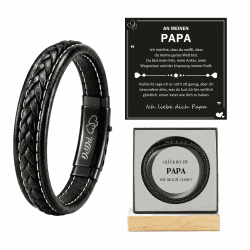 Lueaurra Vatertagsgeschenk Geburtstagsgeschenk Weihnachten für Papa – Geschenk für Papa – Herren Lederarmband für Vater Schwarz Angebot bei HelloDeals