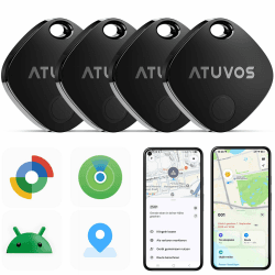 ATUVOS Air Tag Pro Smart Tags Tracker für Android & iOS, Neu Dual-System Schlüsselfinder kompatibel mit Google Mein Gerät finden or Apple Wo ist? App, Smarttag Key Finder für Gepäck, Koffer, 4er Pack. Air Tag Pro/ Schwarz 4 Pack Schwarz Angebot bei HelloDeals