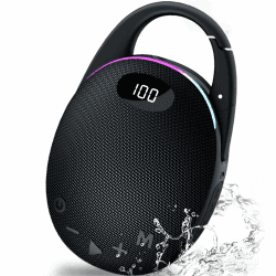 Tragbare Bluetooth Lautsprecher mit Licht,LED Anzeige, Integrierter Karabiner, Pro Sound Musikbox, Kraftvoller Bass,25 Std Akku, RGB Lichter, TWS Kopplung, AUX, TF Karte, Geeignet Outdoor/Party/Reisen Schwarz Angebot bei HelloDeals