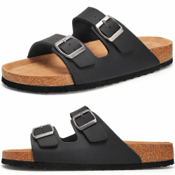 Herren Pantoletten Sandalen Hausschuhe Flache Latschen Sommerschuhe Erwachsene Schlappen Arbeitsschuhe Bequeme Classic 43 EU Schwarz Angebot bei HelloDeals