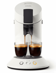 Philips Senseo Original Plus Kaffeepadmaschine (Kaffeestärkewahl, Kaffee Boost Technologie, aus recyceltem Plastik), weiß CSA210/10 Weiß Compact, 5 cups Angebot bei HelloDeals