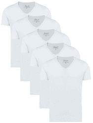 Yazubi Mythic - Herren T-Shirt mit V-Ausschnitt im 5er Pack XS Weiß (5-pack Brilliant White 114001) Angebot bei HelloDeals