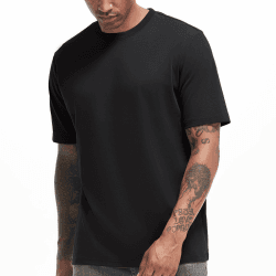 VEIISAR Herren Dickes Rundhals Langarm T-Shirt - Herren 100% Baumwolle Heavy Duty Pre Shrink T Shirt T2 Black XXL Angebot bei HelloDeals