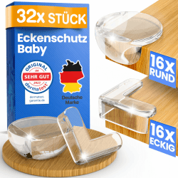 32x Eckenschutz Baby - (Mit Kleber von TESA) Kantenschutz Baby - Weich & Stoßfest - Extra starker Halt - Eckenschutz Kantenschutz Selbstklebend - Tischkantenschutz Ecken - Transparent 32 Stück Angebot bei HelloDeals