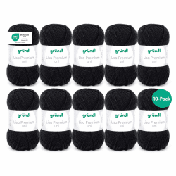 Gründl Wolle Lisa Premium uni - Garn zum Stricken - Strickgarn - Häkelgarn - Weich und hautfreundlich - 100% Polyacryl 10 Knäuel 50 g / 133 m - Nadelstärke 3,5-4,5 - Schwarz Angebot bei HelloDeals