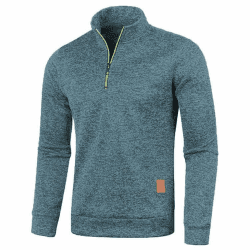 Half Zip Pullover Herren Ohne Kapuze Männer für Solid Arbeitspullover Oversize Winter Sport Arbeitspullover Sweater Men Alphanumerisch XXL Denim Blue Angebot bei HelloDeals
