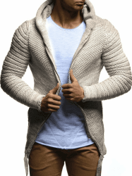 Leif Nelson Herren Grobstrick Kapuzenjacke – Stylische Strickjacke mit Reißverschluss, Warm und Bequem für Herbst & Winter - Strick Hoodie für Männer M Beige Angebot bei HelloDeals