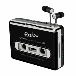 Reshow tragbarer Kassettenspieler, Bandkassetten über USB in MP3 umwandeln & MP3-Musik aufnehmen – Schwarz Angebot bei HelloDeals