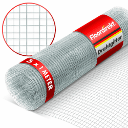 Floordirekt Drahtgitter feinmaschig - Maschenweite 6,3 mm - verzinkt - 100cm Höhe x 5m Länge - Rolle extra - Metallgitter als Volierendraht, Kaninchendraht, Wühlmausgitter für Hochbeet im Garten 100 cm x 5 m Angebot bei HelloDeals