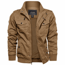 EKLENTSON Herren Übergangsjacke Frühling Cargo Jacke Freizeitjacke mit Vielen Taschen XL Khaki #91 Angebot bei HelloDeals
