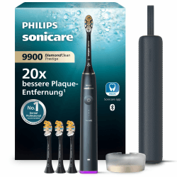 Philips Sonicare DiamondClean 9900 Prestige elektrische Zahnbürste, mit SenseIQ Technologie und App, 5 Putzmodi, 3 Intensitätsstufen, Ladeetui, dunkelblau, Modell HX9992/45 Sonicare 9900, Blau, 4 Bürstenköpfe Angebot bei HelloDeals
