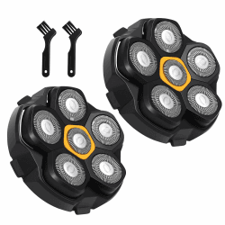 2 Stück Ersatzrasierkopf für Glatzen Rasierer Herren, Magnetische 6 Blade Head Shaver Ersatzköpfe, 6D Rasierkopf für Herrenrasierer für JoyKoi Solimpia DOAO Singphere AEXIRI Kopfrasierer Schwarz 2 Stück Angebot bei HelloDeals