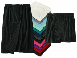 npluseins Sauna Kilt mit Klettverschluss - Damen und Herren - Kuschel Fleece 777.991, Damen L/XL, schwarz Angebot bei HelloDeals