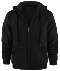 JACKETOWN Herren Kapuzenpullover Sweatshirt Reißverschluss Sweatjacke Gefüttert Hoodie Warm Fleece Winterjacke Teddyfutter Fleecejacke mit Kapuze 0652 Schwarz XXL Angebot bei HelloDeals