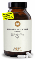 SUNDAY NATURAL® Magnesium Bisglycinat - 240 Kapseln - 300mg reines Magnesium pro Tagesdosis - Depot Magnesiumglycinat als organisches Aminosäurechelat - Laborgeprüft, vegan Angebot bei HelloDeals