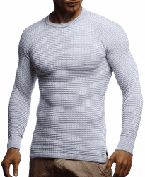 Leif Nelson Strickpullover Herren Rundhals - Dünner Männer Strick Pullover für Winter & Sommer - Coole Crewneck Männer Pullover mit Rundkragen XXL Grau-ecru Angebot bei HelloDeals