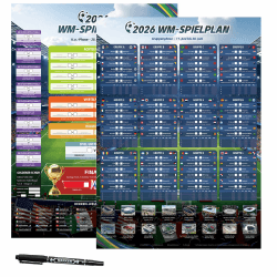AhfuLife Fußball Spielplan 2026 Poster für WM Deko - Fussball Planer Wiederverwendbar - Enthält 48 Mannschaften Gruppen Knockout und Finale alle Ergebnisse der Spiele (A2 - Gefaltet) Deutsch, CEST - A2 - Gefaltet Angebot bei HelloDeals