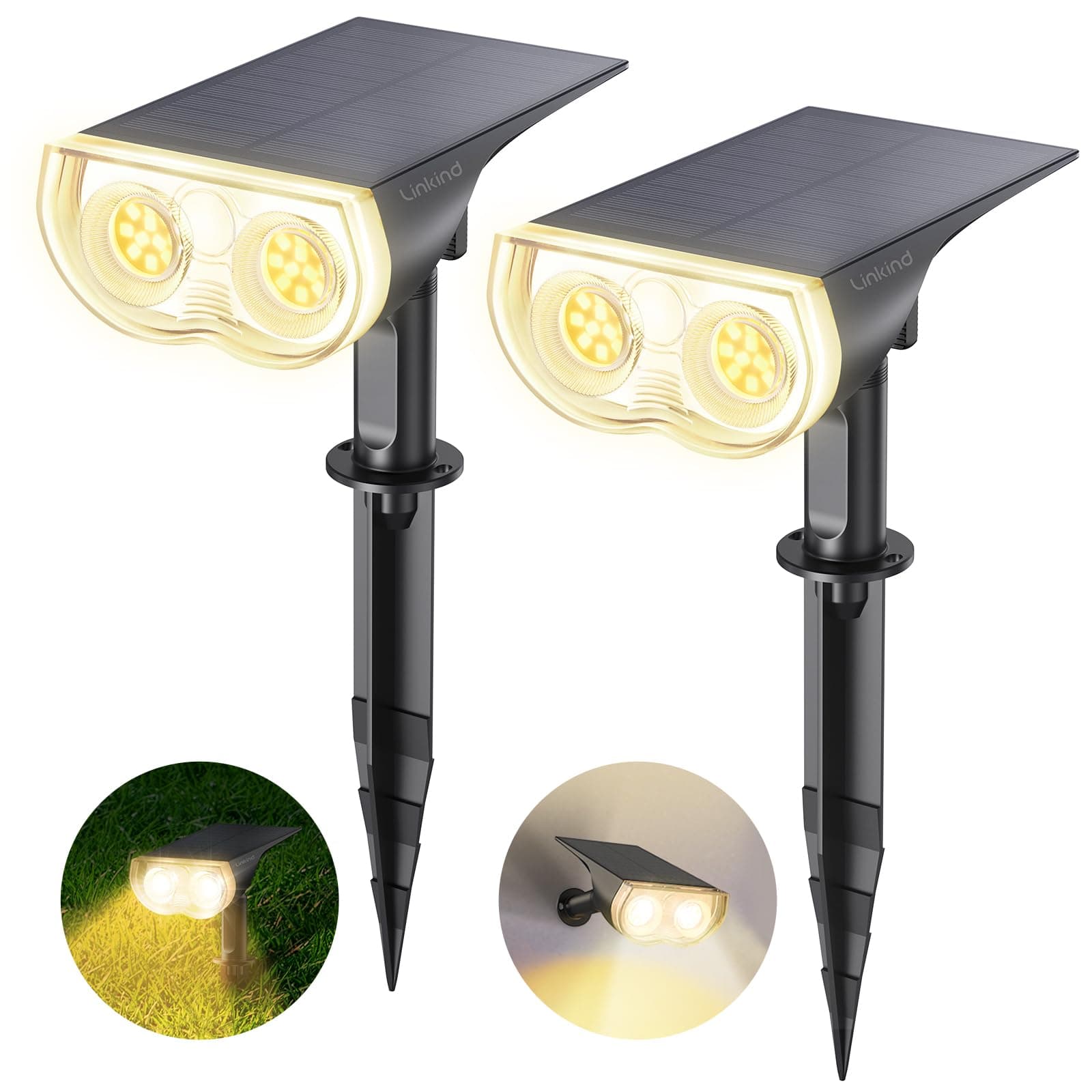 Linkind LED Solarlampen StarRay, Dusk to Dawn Licht Sensorik Solarleuchte, IP65 wasserdicht Außenwandleuchte, 800lm 3000K Warmweiß Solar Wegbeleuchtung Strahler für Garage Eingang, 2 Stück 2 Stück Warmweiß Angebot bei HelloDeals